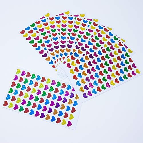 Oblique Unique® 780 pegatinas de corazón con forma de corazón para decoración de regalo, para manualidades, juegos, scrapbooking, decoración con purpurina, multicolor