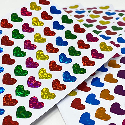 Oblique Unique® 780 pegatinas de corazón con forma de corazón para decoración de regalo, para manualidades, juegos, scrapbooking, decoración con purpurina, multicolor