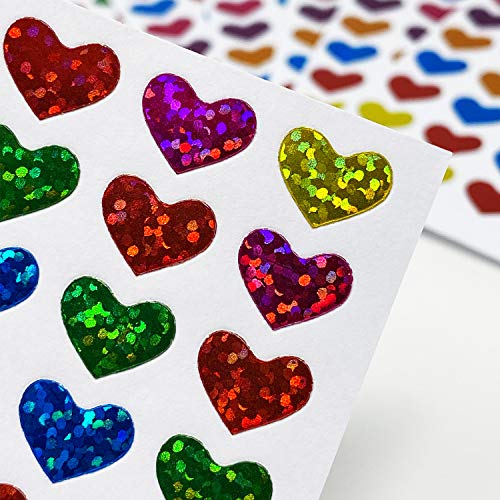 Oblique Unique® 780 pegatinas de corazón con forma de corazón para decoración de regalo, para manualidades, juegos, scrapbooking, decoración con purpurina, multicolor