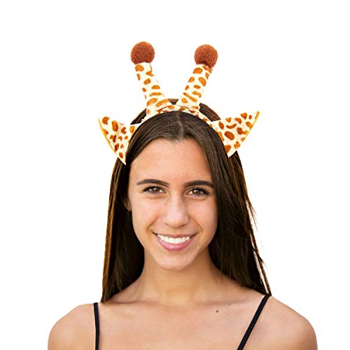 Oblique Unique® Diadema de jirafa con orejas de jirafa y cuernos de jirafa, accesorio para carnaval, temática temática, fiesta, talla única