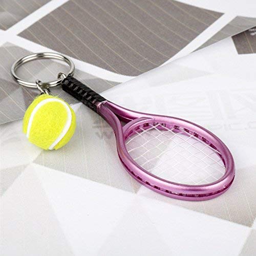 Ogquaton Premium Mini Pelota de Tenis Raqueta Colgante Llavero Llavero Regalo Recuerdos Regalo teléfono Inteligente Armadura de la Armadura Adorno (Rojo) útil