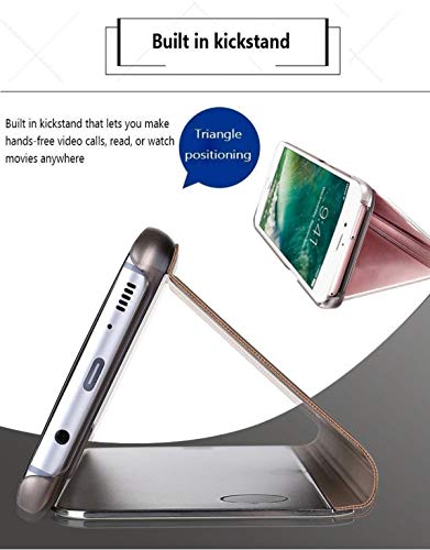 Oihxse Espejo Funda Compatible con iPhone X/iPhone XS Carcasa Ultra Slim Mirror Flip Translúcido View Tipo Libro Tapa Standing 360°Protectora PC + PU Cover Anti-Scratch Caso(Púrpura)