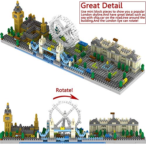 OneNext Londres Skyline Colección Modelo Arquitectura Bloques de construcción 1100pcs Nano Mini Bloques DIY Kit de Juguetes de Bricolaje Regalo para niños y Adultos