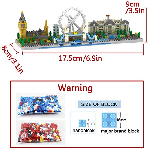 OneNext Londres Skyline Colección Modelo Arquitectura Bloques de construcción 1100pcs Nano Mini Bloques DIY Kit de Juguetes de Bricolaje Regalo para niños y Adultos