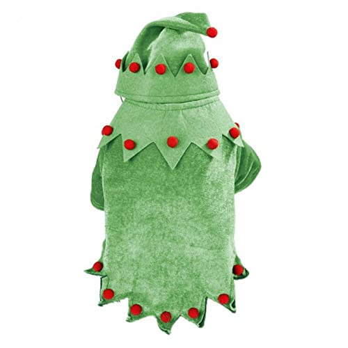 Onsinic Pet Invierno Navidad Elfo Traje Ropa Perro Coral Vellón Mascota Gorra Grueso Terciopelo Fiesta con Capucha Mono Chaqueta Navidad Chaqueta