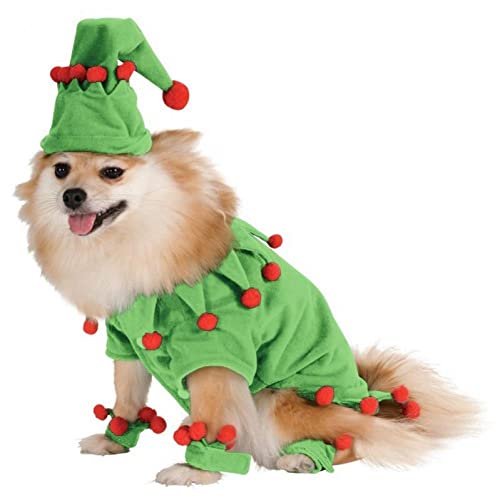 Onsinic Pet Invierno Navidad Elfo Traje Ropa Perro Coral Vellón Mascota Gorra Grueso Terciopelo Fiesta con Capucha Mono Chaqueta Navidad Chaqueta