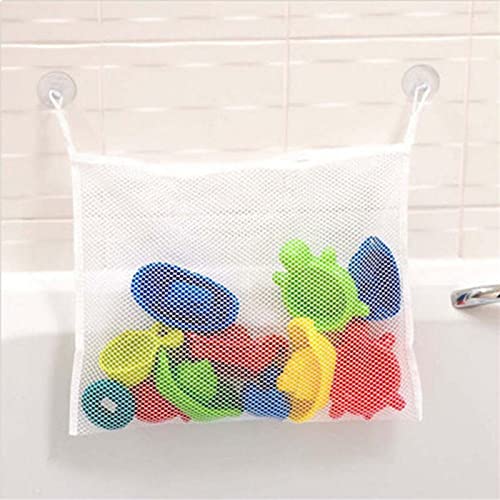 Organizador de juguete de malla para baño, bañera para bebé, juguete para bañera, malla de almacenamiento, soporte para bolsa, organizador de baño, red con 2 ganchos de succión, bebé de 35 x 45 cm