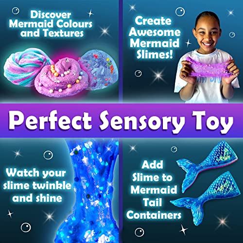 Original Stationery Slime para Niñas - Kit Slime de Sirena de 35 Piezas con Glow in the Dark DIY Accesorios y Purpurina - Slime para Niños Fosforescente - Gran Regalo para Niñas 9-12 Años