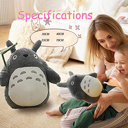 OshoeQ Totoro Peluche ​Juguete Lindo Felpa Gato Anime Figura Mi Vecino Totoro Peluche Squirtle MuñEcos Boda Vacaciones De CumpleañOs De La Novia De Regalo Kid (Hoja De Loto,Gris,40cm