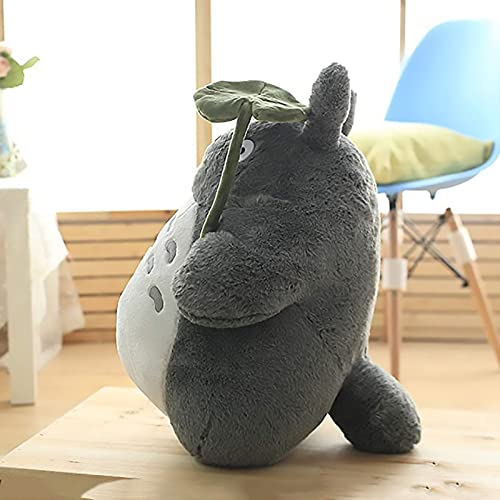 OshoeQ Totoro Peluche ​Juguete Lindo Felpa Gato Anime Figura Mi Vecino Totoro Peluche Squirtle MuñEcos Boda Vacaciones De CumpleañOs De La Novia De Regalo Kid (Hoja De Loto,Gris,40cm