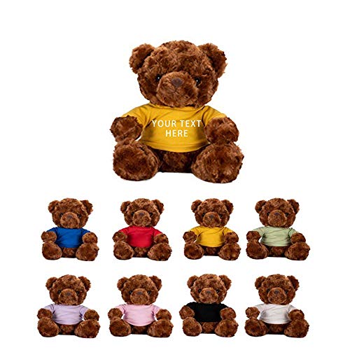 Osito de Peluche Personalizado con Texto Personalizado Personalizado, Peluche de Oso de Peluche de 9,8 ", 3 Colores de Oso de Peluche, 8 Colores de Camiseta