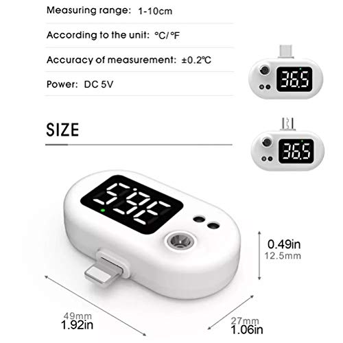 OUTEYE Mini termómetro para teléfono Celular Termómetro Inteligente portátil Termómetro USB infrarrojo sin Contacto