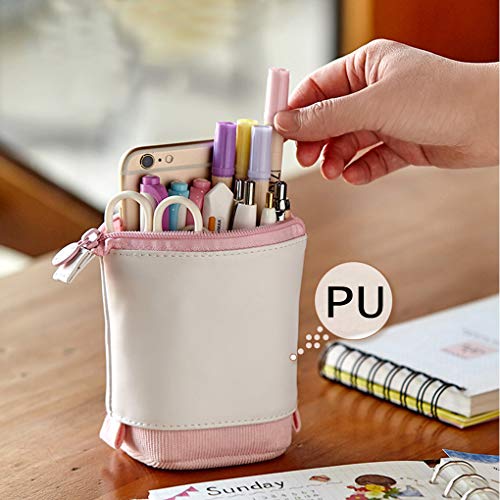 Oyachic Estuche Escolar Pequeña Stand up Pencil Case Bolsa para Lapices Standing Pen Holder Estudiante Plumier Colegio Kawaii Box Pencil Case para Estudiante (azul)