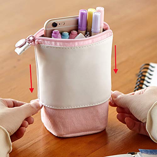 Oyachic Estuche Escolar Pequeña Stand up Pencil Case Bolsa para Lapices Standing Pen Holder Estudiante Plumier Colegio Kawaii Box Pencil Case para Estudiante (azul)