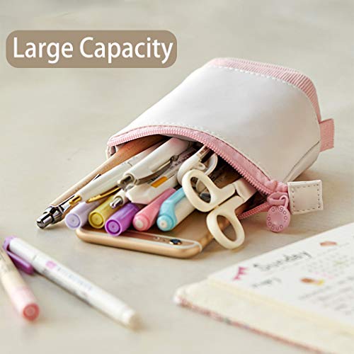 Oyachic Estuche Escolar Pequeña Stand up Pencil Case Bolsa para Lapices Standing Pen Holder Estudiante Plumier Colegio Kawaii Box Pencil Case para Estudiante (azul)