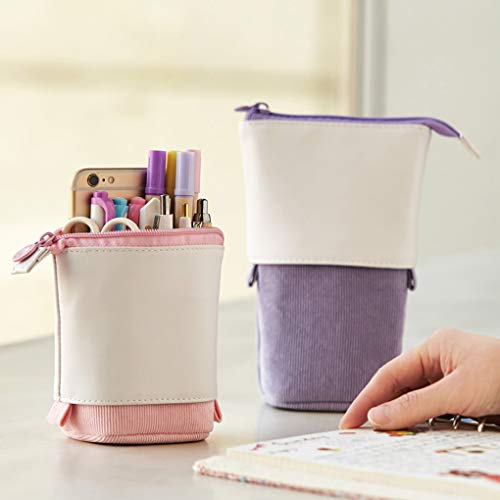 Oyachic Estuche Escolar Pequeña Stand up Pencil Case Bolsa para Lapices Standing Pen Holder Estudiante Plumier Colegio Kawaii Box Pencil Case para Estudiante (azul)