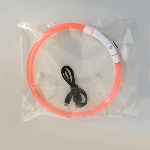 P Prettyia Parpadeante LED Iluminado Glow Cuello Anillo Seguridad USB Recargable Brillante Impermeable Collar Cortable para Perros Pequeños, Medianos, Grandes, C - Naranja