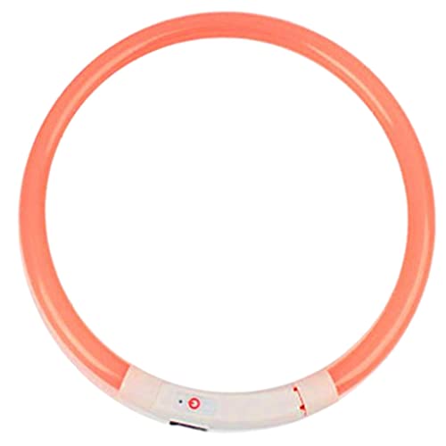 P Prettyia Parpadeante LED Iluminado Glow Cuello Anillo Seguridad USB Recargable Brillante Impermeable Collar Cortable para Perros Pequeños, Medianos, Grandes, C - Naranja