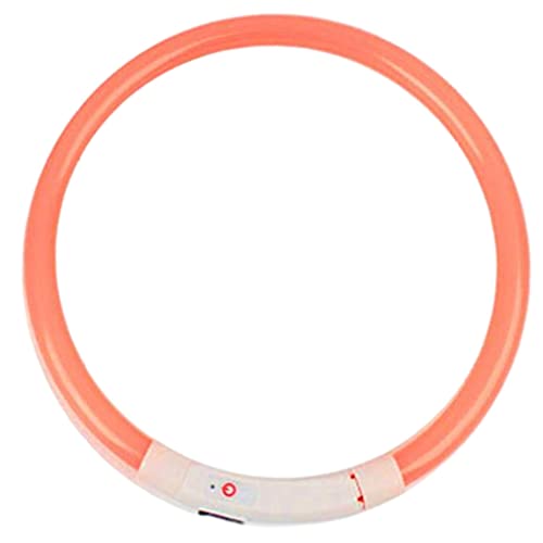 P Prettyia Parpadeante LED Iluminado Glow Cuello Anillo Seguridad USB Recargable Brillante Impermeable Collar Cortable para Perros Pequeños, Medianos, Grandes, C - Naranja