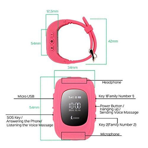 P Prettyia Reloj Inteligente para Niños con Función GPS/GPRS/Bluetooth Mensajes de Voz Monitor de sueño Intercomunicador