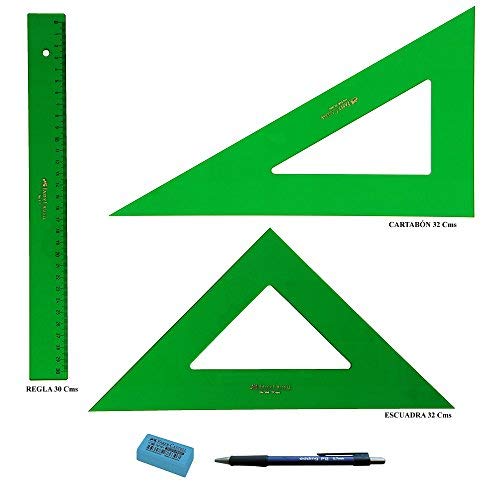 PACK LOTE Faber Castell Técnico - Regla 813-30 Cms + Escuadra 566-32 Cms + Cartabón 666-32 Cms + REGALO