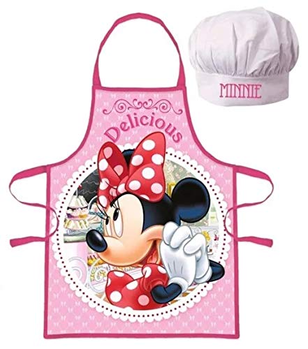 Palleon Minnie - Juego de delantal y gorro de cocina para niños