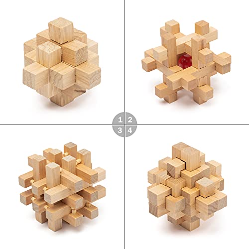 PAMRAY Juguetes Rompecabezas de Madera Set IQ Juguete Educativo 3D Cubo Juego Enigma para Niños Adolescentes Style A