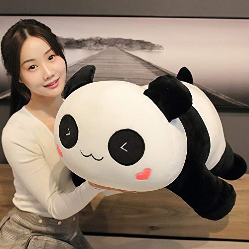 Panda Juguetes De Peluche Sonrisa Panda Almohada Muñeca Con Corazones En La Cara Para Niños Niñas Lindos Regalos Kawaii Felpa Sofá De Dibujos Animados Lindo Decoración Del Hogar 85cm Ojos Triangulares