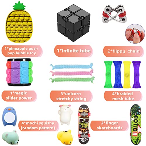 Paochocky 19 Piezas Fidget Toy Pack, Juguetes Sensoriales Fidget con Empujar la Burbuja Pop y Cubo Infinito para Antiestres, Juguetes contra el estrés y la ansiedad para niños y Adultos, TDAH