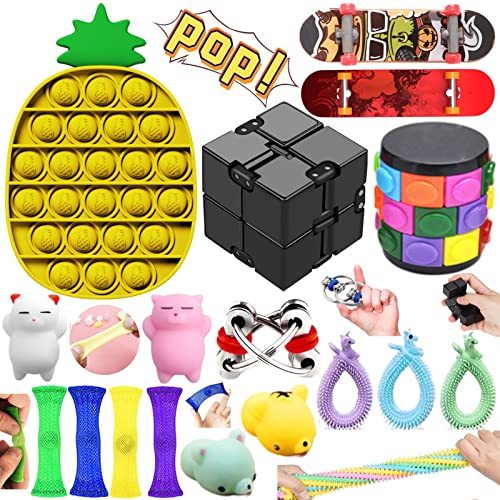 Paochocky 19 Piezas Fidget Toy Pack, Juguetes Sensoriales Fidget con Empujar la Burbuja Pop y Cubo Infinito para Antiestres, Juguetes contra el estrés y la ansiedad para niños y Adultos, TDAH