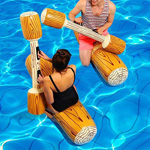 Paquete de 4 piezas de juguetes acuáticos flotantes inflables Troncos de batalla aireados, Cama flotante Tumbona de piscina Bote flotante para piscina fiesta playa, piscina Juguetes para adultos/niños