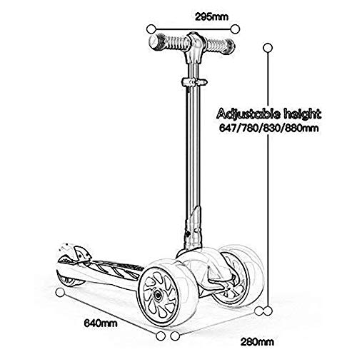 Patinete Scooter Barras de motos, Scooter adultos, Vespa ruedas, plegables Kick for niños pequeños, Kick amortiguadora de golpes con el manillar ajustable y con luz Pu Rueda, 220 libras de capacidad,