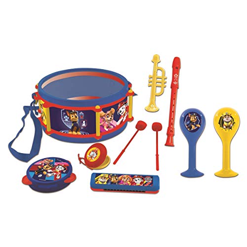 Patrulla Canina Chase Marshall Juguete Musical, Conjunto de 7 instrumentos Musicales, 7 instrumentos (Tambor, Maracas, Castañeta, Armónica, Grabadora, Trompeta, Pandereta), juguete conveniente para