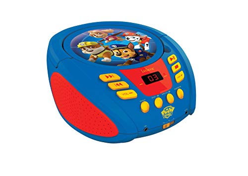 Patrulla Canina-RCD108PA Patrulla Canina Paw Patrol Lector de CD portátil, entrada para micrófono, AUX IN, AC o funciona con batería, Azul/Rojo, color (Lexibook Rcd108Pa)