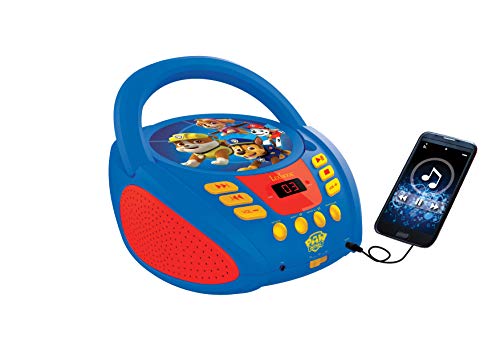 Patrulla Canina-RCD108PA Patrulla Canina Paw Patrol Lector de CD portátil, entrada para micrófono, AUX IN, AC o funciona con batería, Azul/Rojo, color (Lexibook Rcd108Pa)