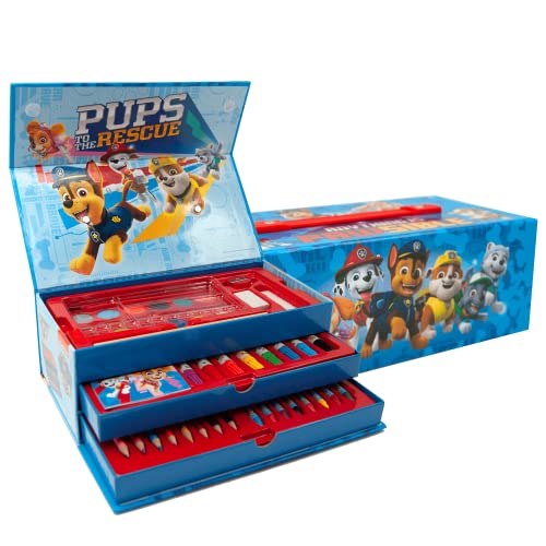 Paw Patrol Juego de Papelería, Incluye Lápices, Rotuladores, Cuaderno, Borrador, Sacapuntas, Pincel, Acuarelas, Estuche Patrulla Canina, Set Escolar para Niños