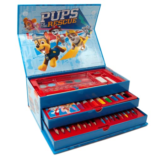 Paw Patrol Juego de Papelería, Incluye Lápices, Rotuladores, Cuaderno, Borrador, Sacapuntas, Pincel, Acuarelas, Estuche Patrulla Canina, Set Escolar para Niños