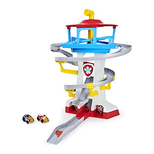 PAW PATROL Playset with Vehicles, Scale True Metal Adventure Bay Rescue Way-Juego con 2 vehículos exclusivos, Escala 1:55 (Spin Master PAWP-309537)