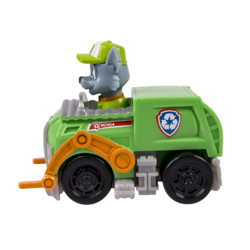 Paw Patrol - Racers - Rocky - Mini Vehículo al Rescate La Patrulla Canina - Medidas 6.4x9.5x7.6 cm