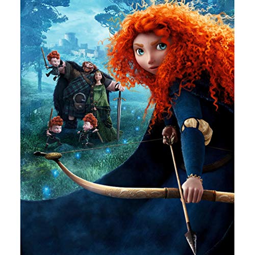 Peluca naranja larga y rizada, Merida Peluca Princesa valiente Cosplay Cabello castaño Sintético Onda profunda Pelucas de Halloween para niñas 65cm Fiesta sin encaje Mostrar Traje Carnaval