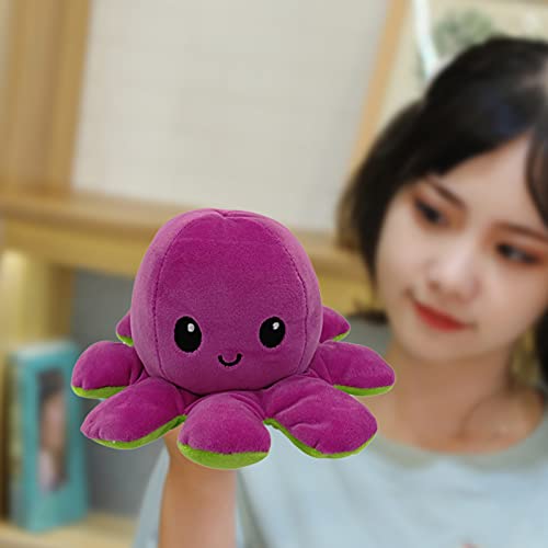 Peluche de pulpo reversible para niños y adultos, con emoción de pulpo, suave, juguete creativo para niños