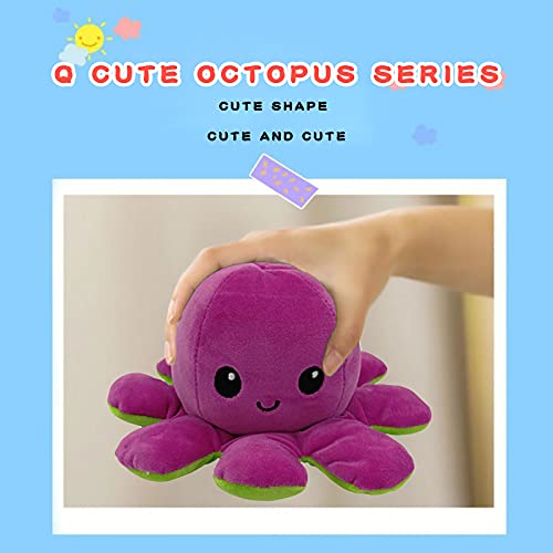 Peluche de pulpo reversible para niños y adultos, con emoción de pulpo, suave, juguete creativo para niños