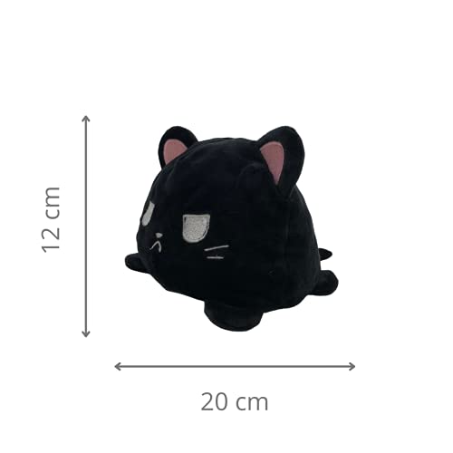 Peluche reversible Gato, regalo ideal peluche bebe, para adultos y niños, con certificado CE, muy suave y esponjoso, color (Negro)