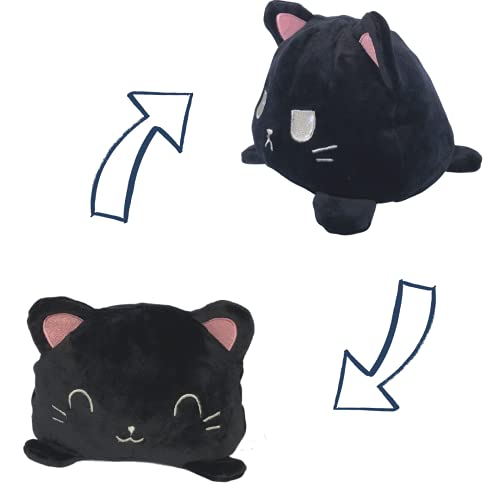 Peluche reversible Gato, regalo ideal peluche bebe, para adultos y niños, con certificado CE, muy suave y esponjoso, color (Negro)