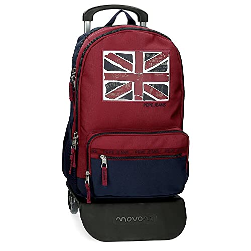 Pepe Jeans Andy Mochila Doble Compartimento con Carro Rojo 31x46x15 cms Poliéster 22.82L