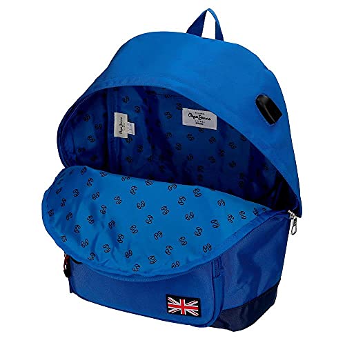 Pepe Jeans Overlap Mochila con Carro Azul 32x44x15 cms Poliéster 21.12L