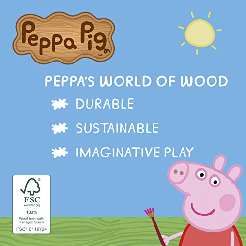 Peppa Pig 674 07207 Peppa's Wood Play Family - Juego de Figuras de Madera, Color Rosa