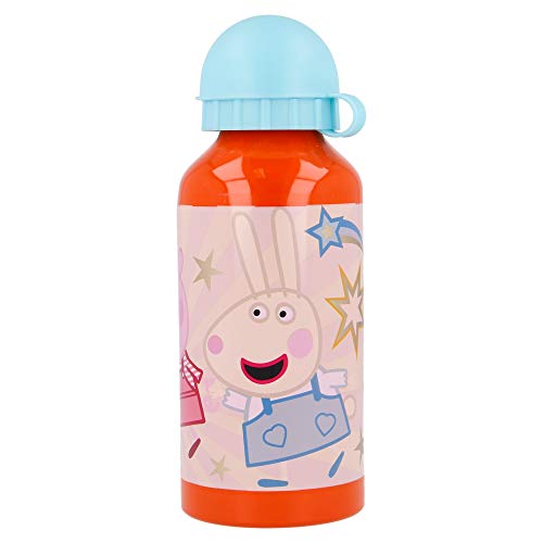 Peppa Pig | Botella De Aluminio Para Niños - Cantimplora infantil - Botella de agua reutilizable - 400 ML