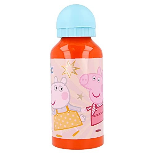 Peppa Pig | Botella De Aluminio Para Niños - Cantimplora infantil - Botella de agua reutilizable - 400 ML