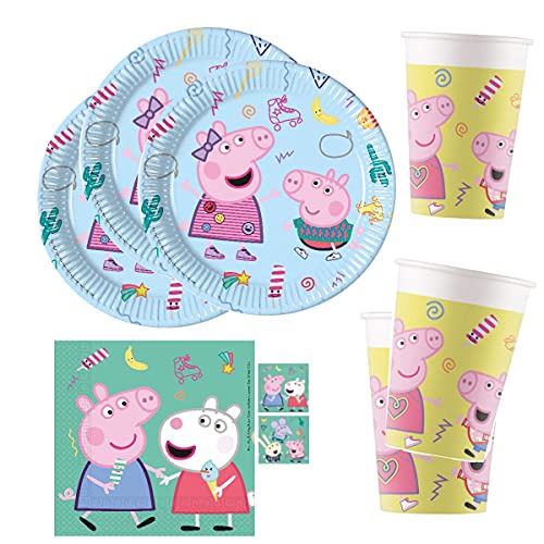 Peppa Pig - Set de fiesta para 8 invitados (platos, vasos y servilletas, 36 piezas)